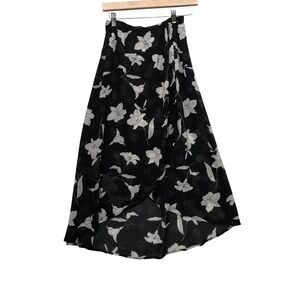 Sienna Sky Floral High Low Skirt Black‎ Light Gray Womens Size Small Flowy Boho
